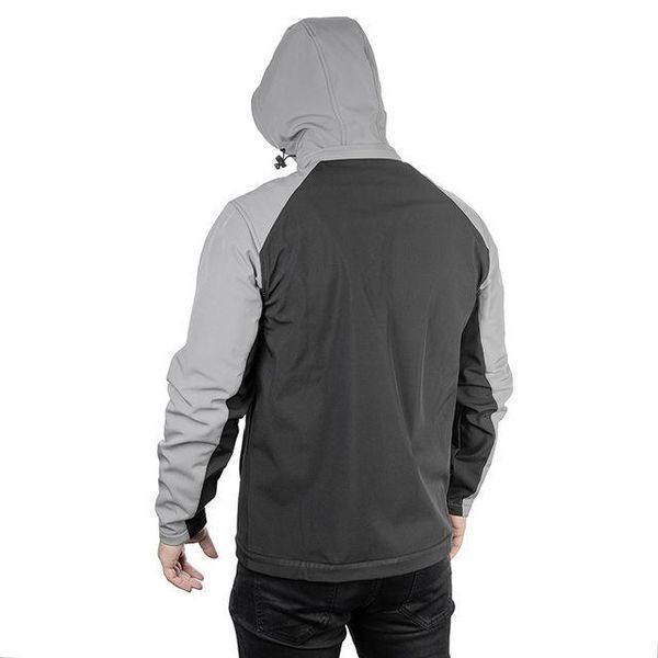 Куртка SOFTSHELL світло&nbsp;сіро-чорна, з капюшоном, тришарова, тканина стрейч 300 GSM 100D з водо-, SP-3121 фото
