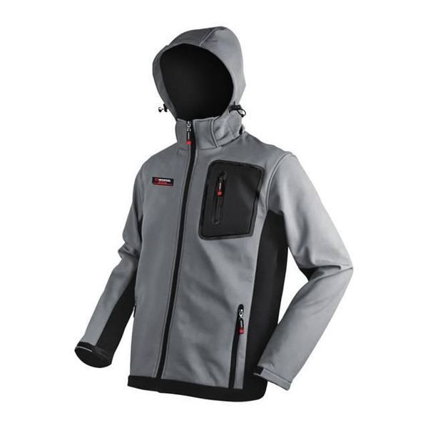 Куртка SOFTSHELL світло&nbsp;сіро-чорна, з капюшоном, тришарова, тканина стрейч 300 GSM 100D з водо-, SP-3121 фото